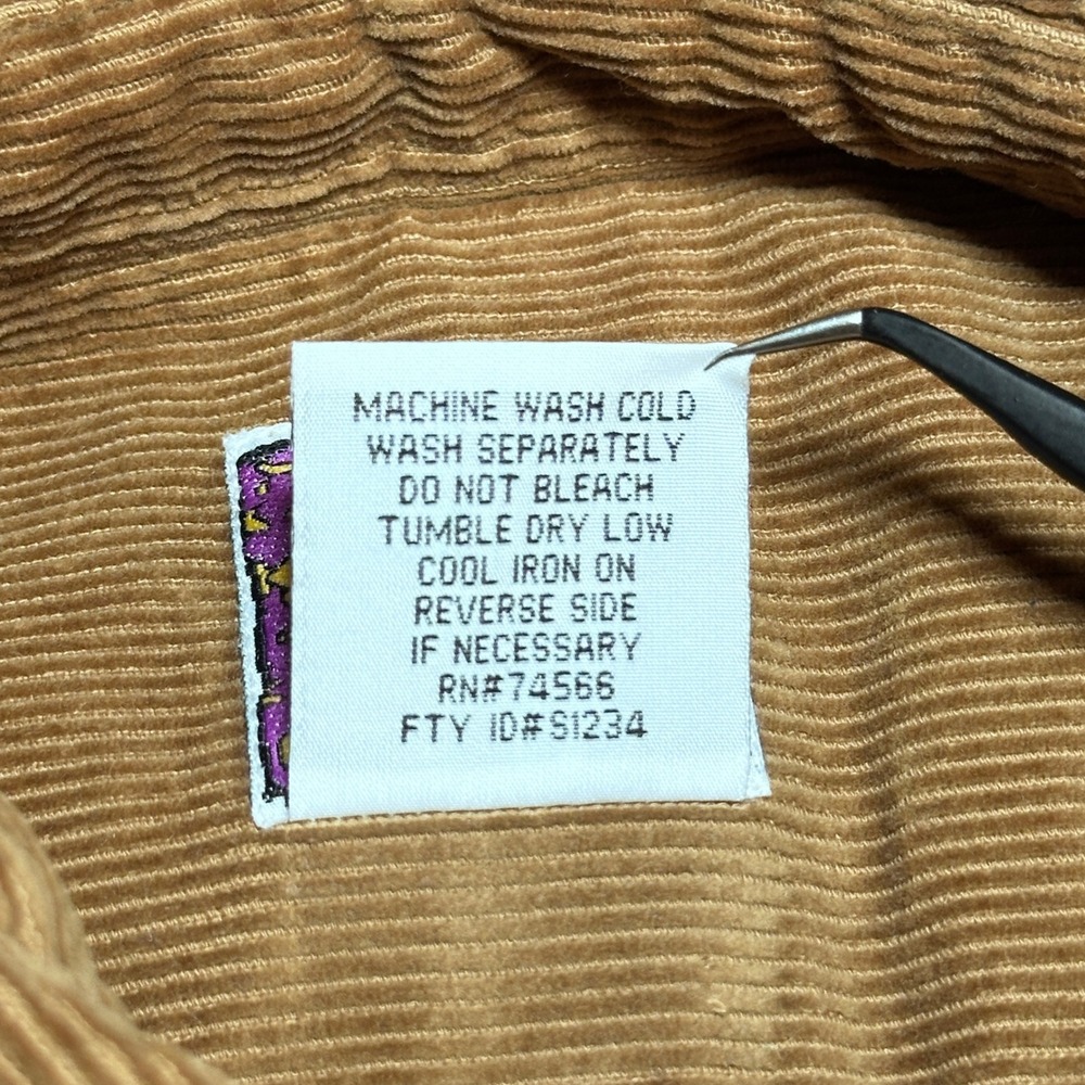 Vintage 90s Planet Mars Snickers Button Up Shirt Mens XL Corduroy Caramel Brown - Picture 5 of 11